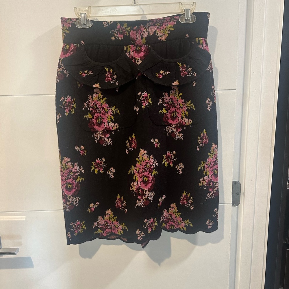 Anthropology Floral Black Skirt- soft material stretchy